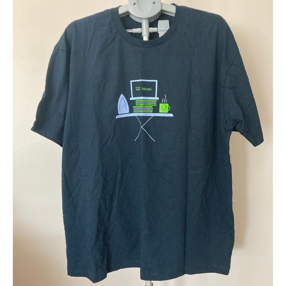Cisco Meraki Men's XXL Navy Blue 100% Cotton Promotional TShirt Techie Computers